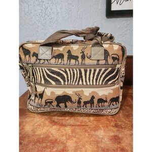 Pioneer Express Brown 13" Canvas Safari Animal Print Women Tote‎ Bag Soft Case